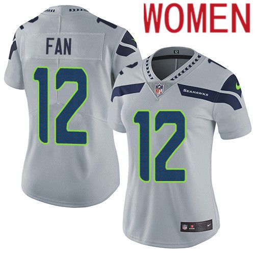 Women Seattle Seahawks 12th Fan Nike Gray Vapor Limited NFL Jersey->women nfl jersey->Women Jersey